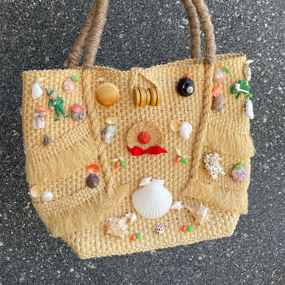 Summer Straw Shells Bag